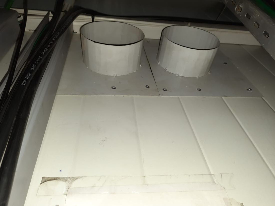 Duct collars on shelter roof
