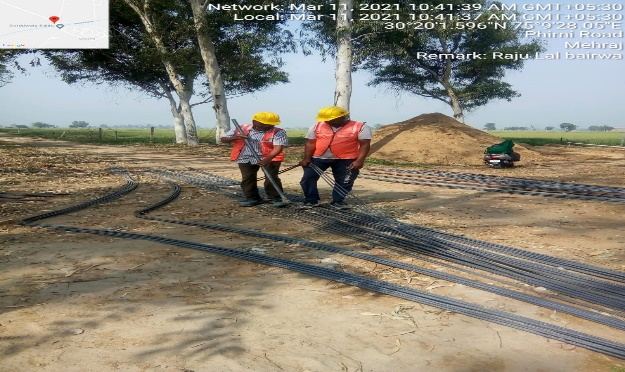 Reinforcement laid out at site