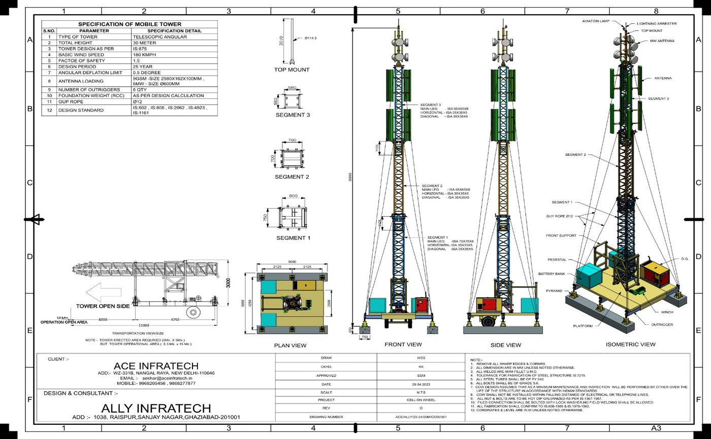 30 m tower drawing, Crest Digital